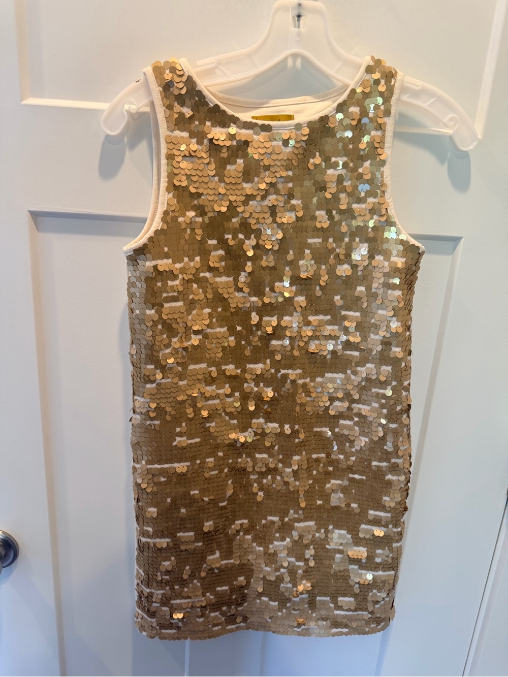 Nicole Miller Gold Sequin Sleeveless Shift Cocktail Mini Dress Size L